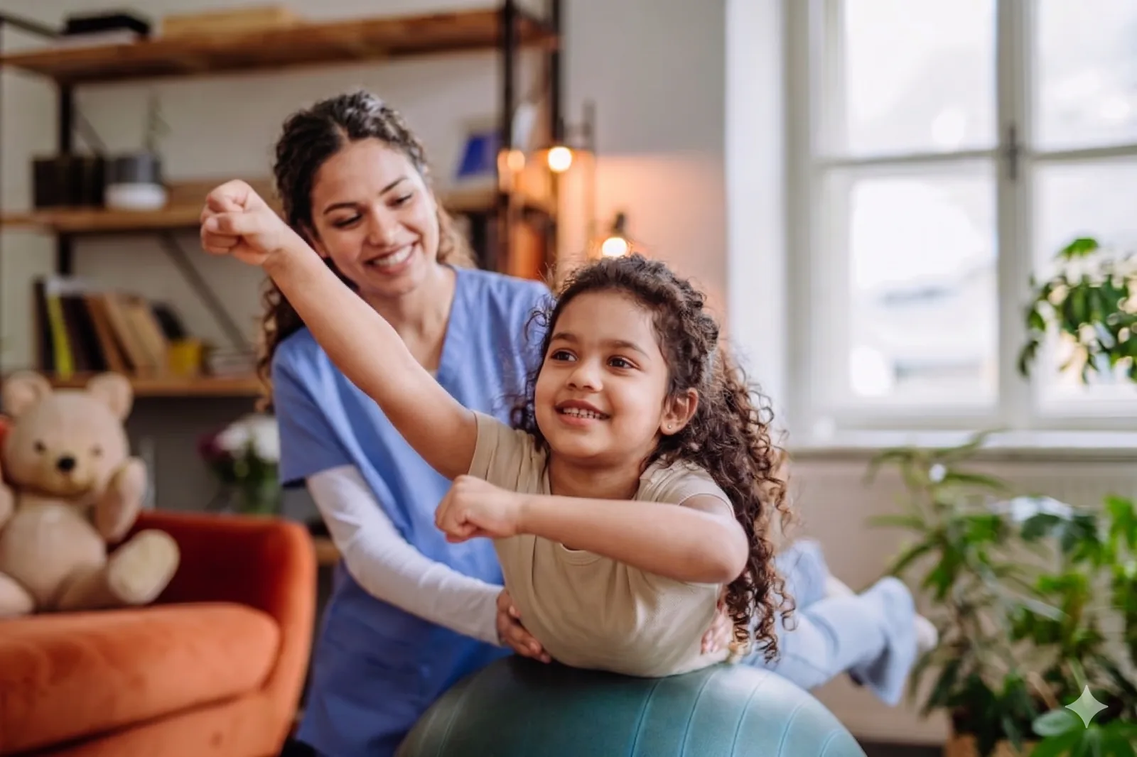 A child engaged in play-based paediatric therapy
