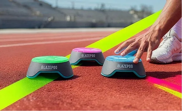 BlazePod reaction training pods arranged on an outdoor track